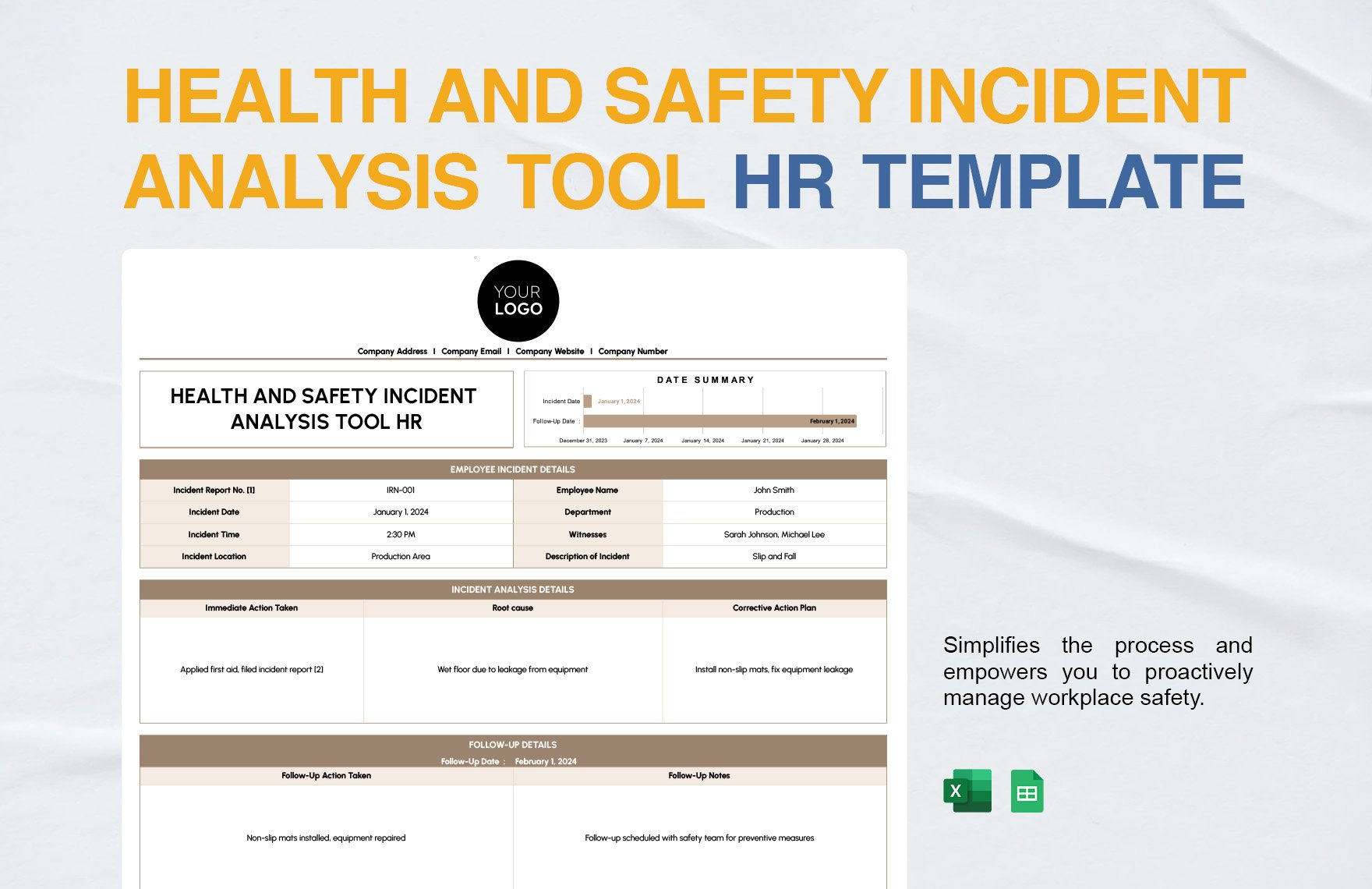 Health and Safety Incident Analysis Tool HR Template