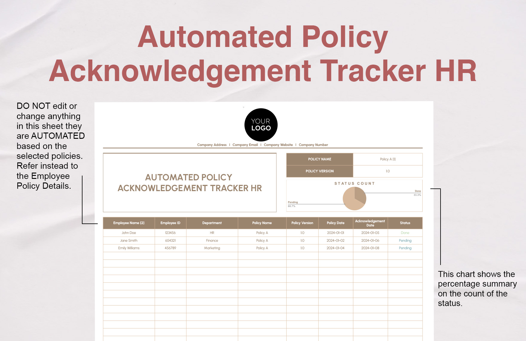 Automated Policy Acknowledgement Tracker HR Template