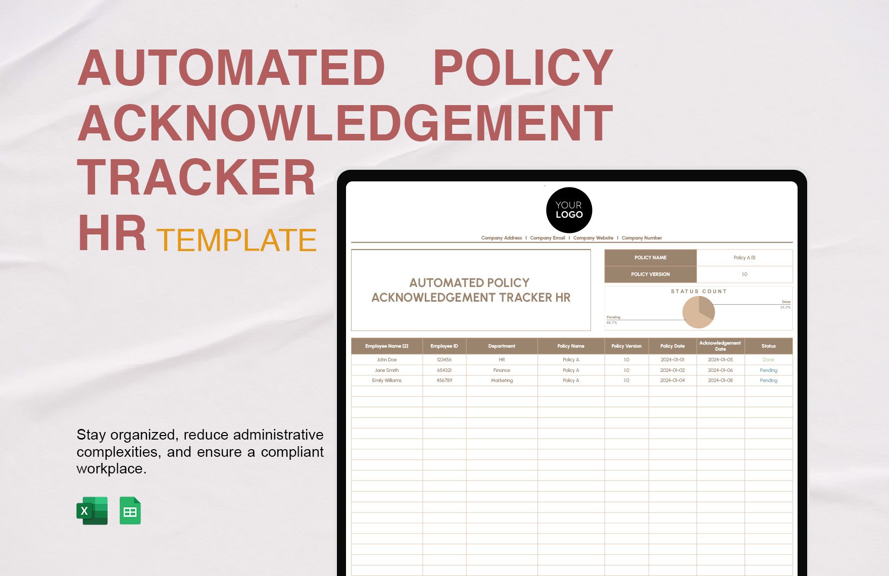 Automated Policy Acknowledgement Tracker HR Template