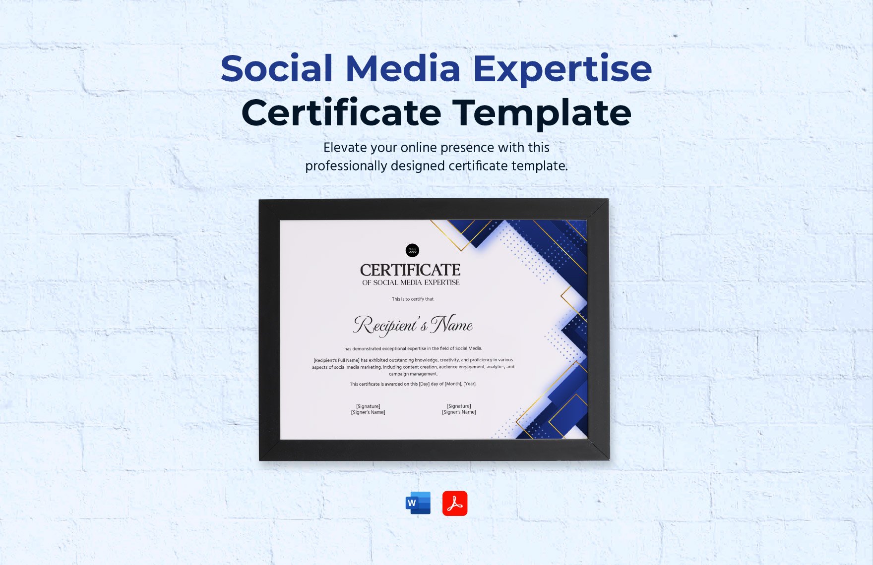 Social Media Expertise Certificate Template