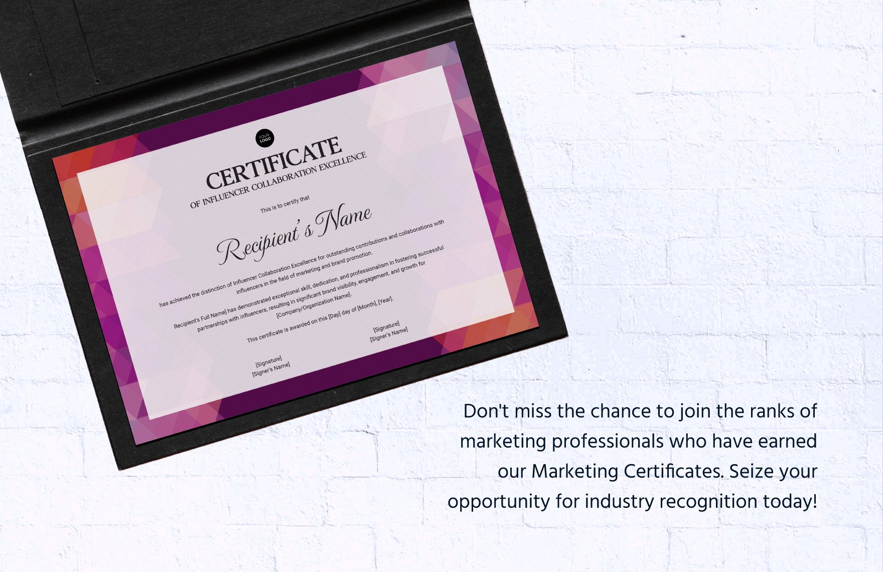 Influencer Collaboration Excellence Certificate Template