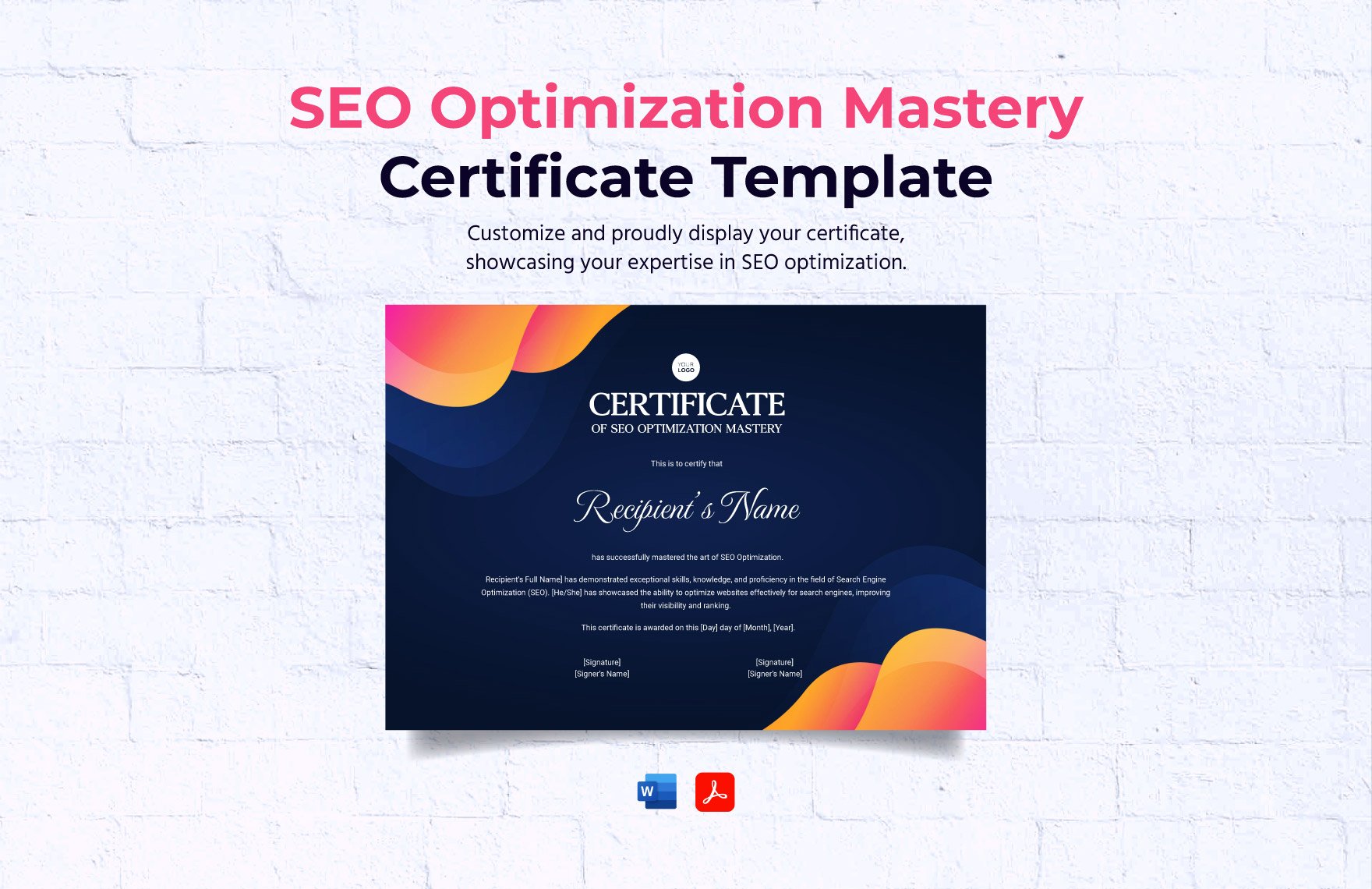 SEO Optimization Mastery Certificate Template