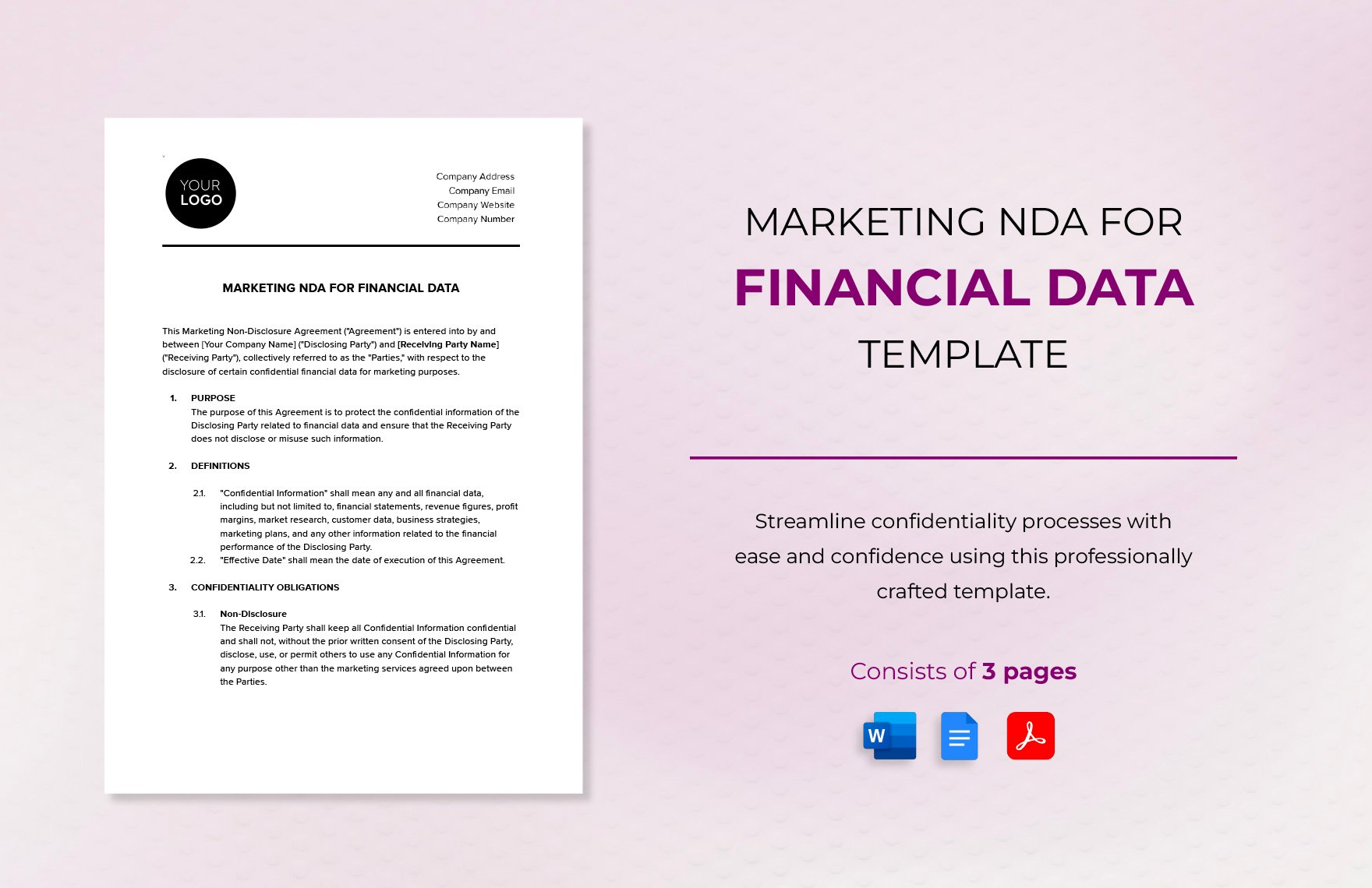 Marketing NDA for Financial Data Template