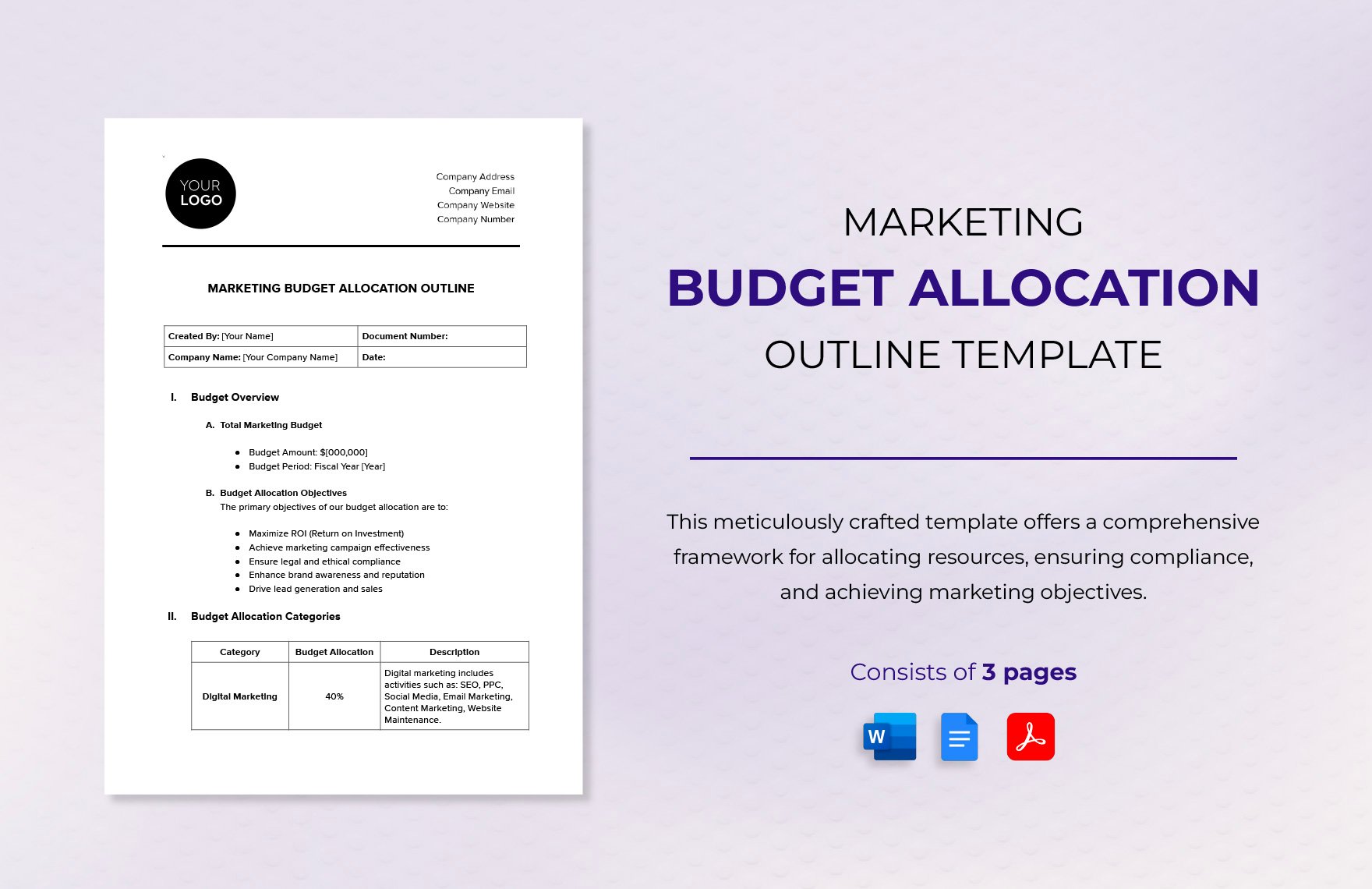 Marketing Budget Allocation Outline Template