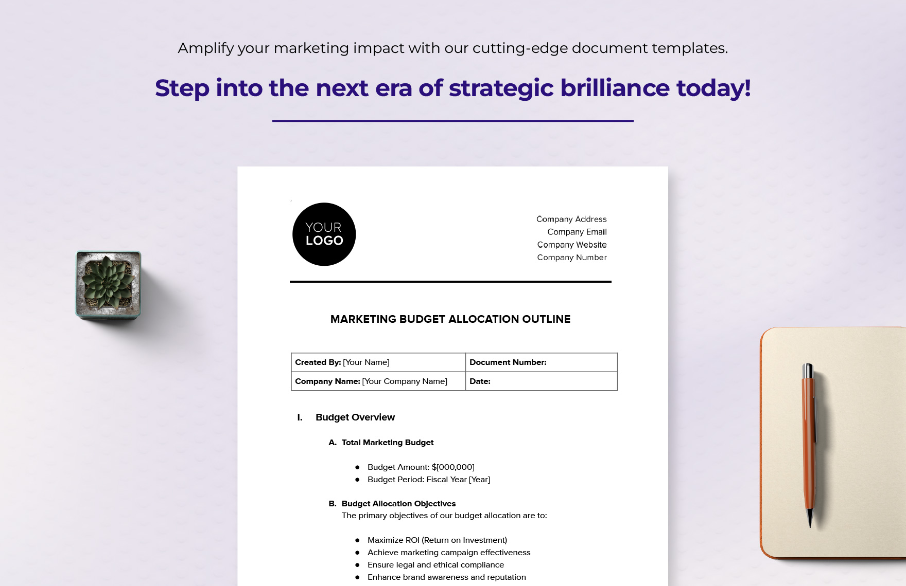Marketing Budget Allocation Outline Template