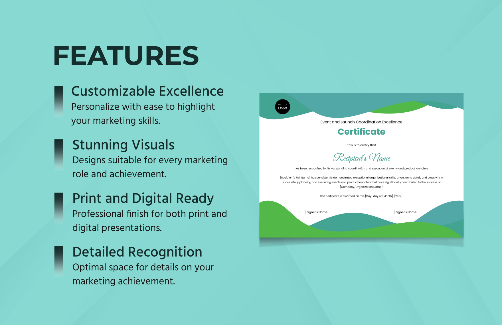 Event and Launch Coordination Excellence Certificate Template