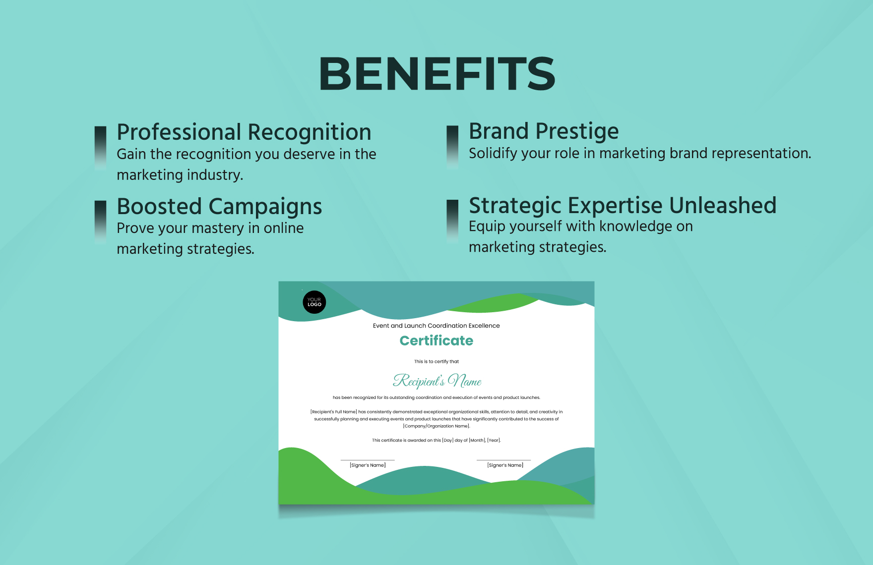 Event and Launch Coordination Excellence Certificate Template