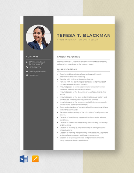 Free Crisis Intervention Worker Resume - Download in Word, Apple Pages ...