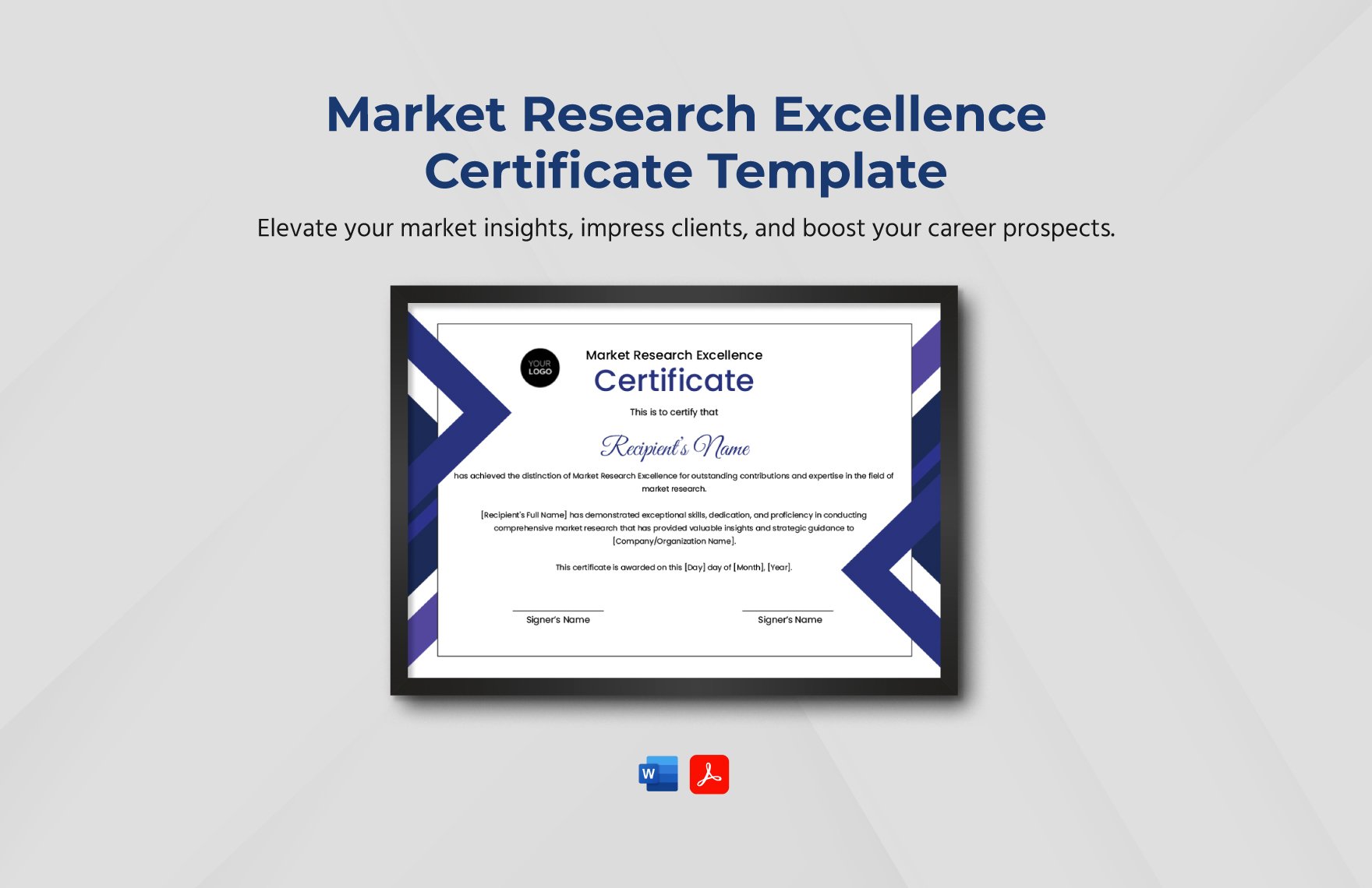 Market Research Excellence Certificate Template