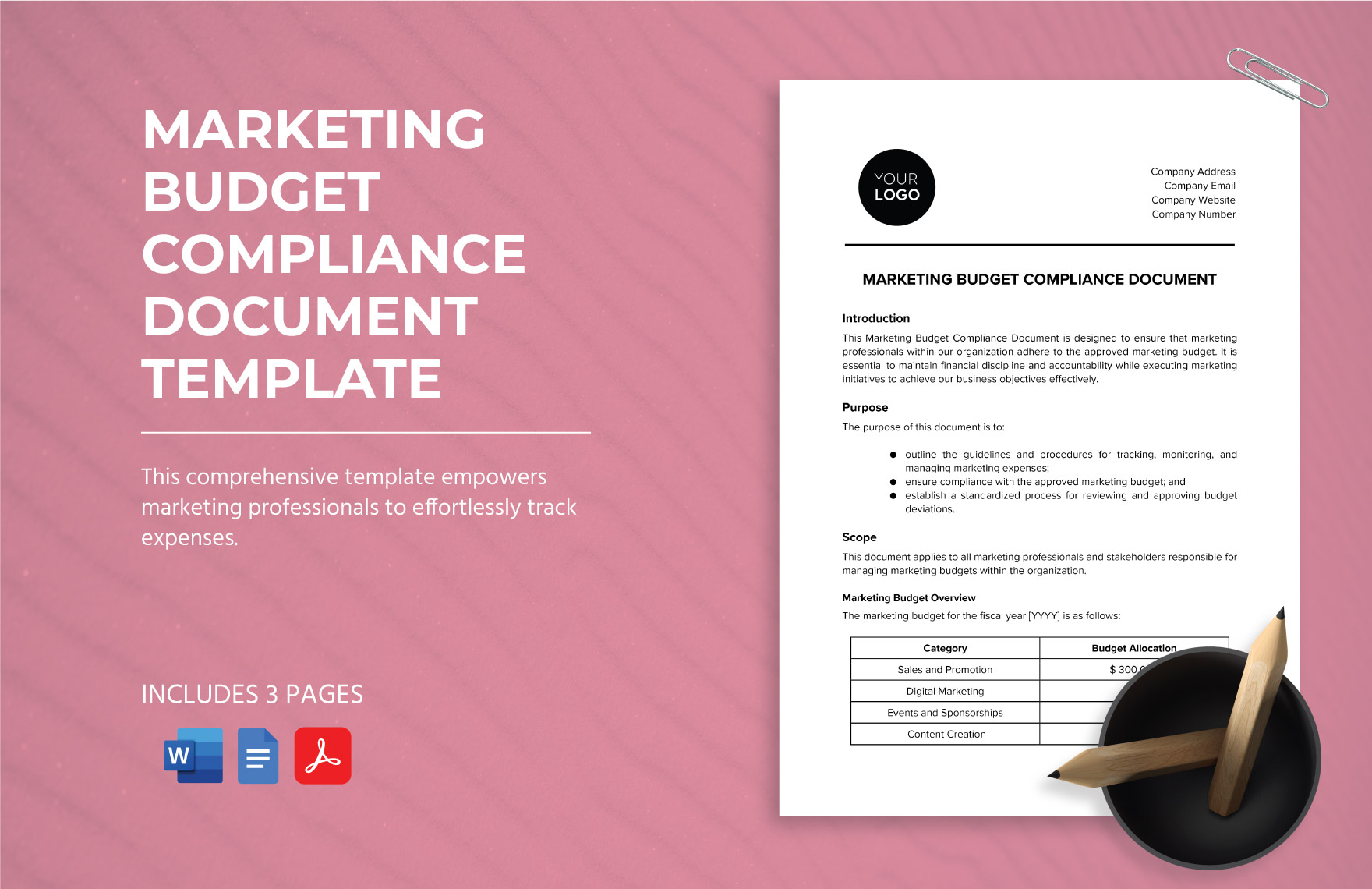 Marketing Budget Compliance Document Template