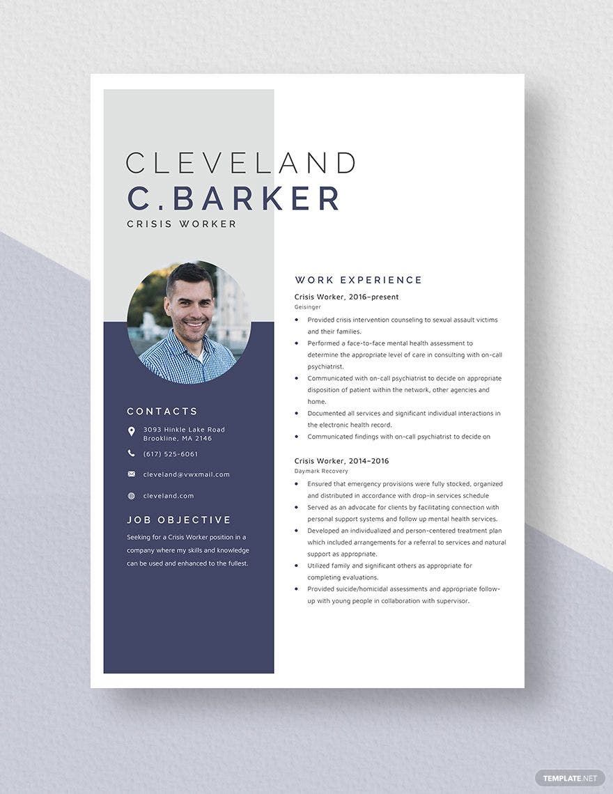 Free Crisis Worker Resume Template