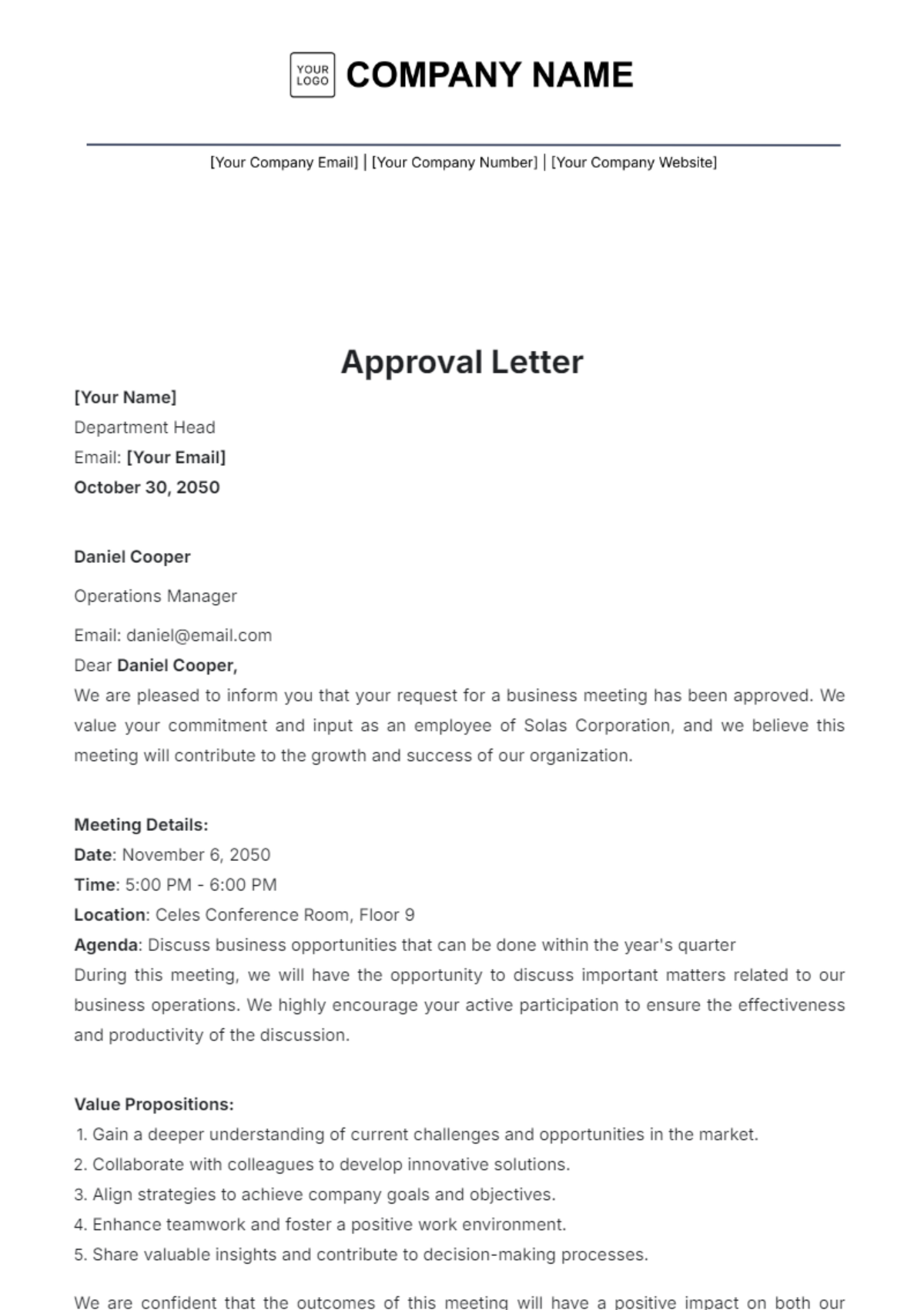 Approval Letter Template