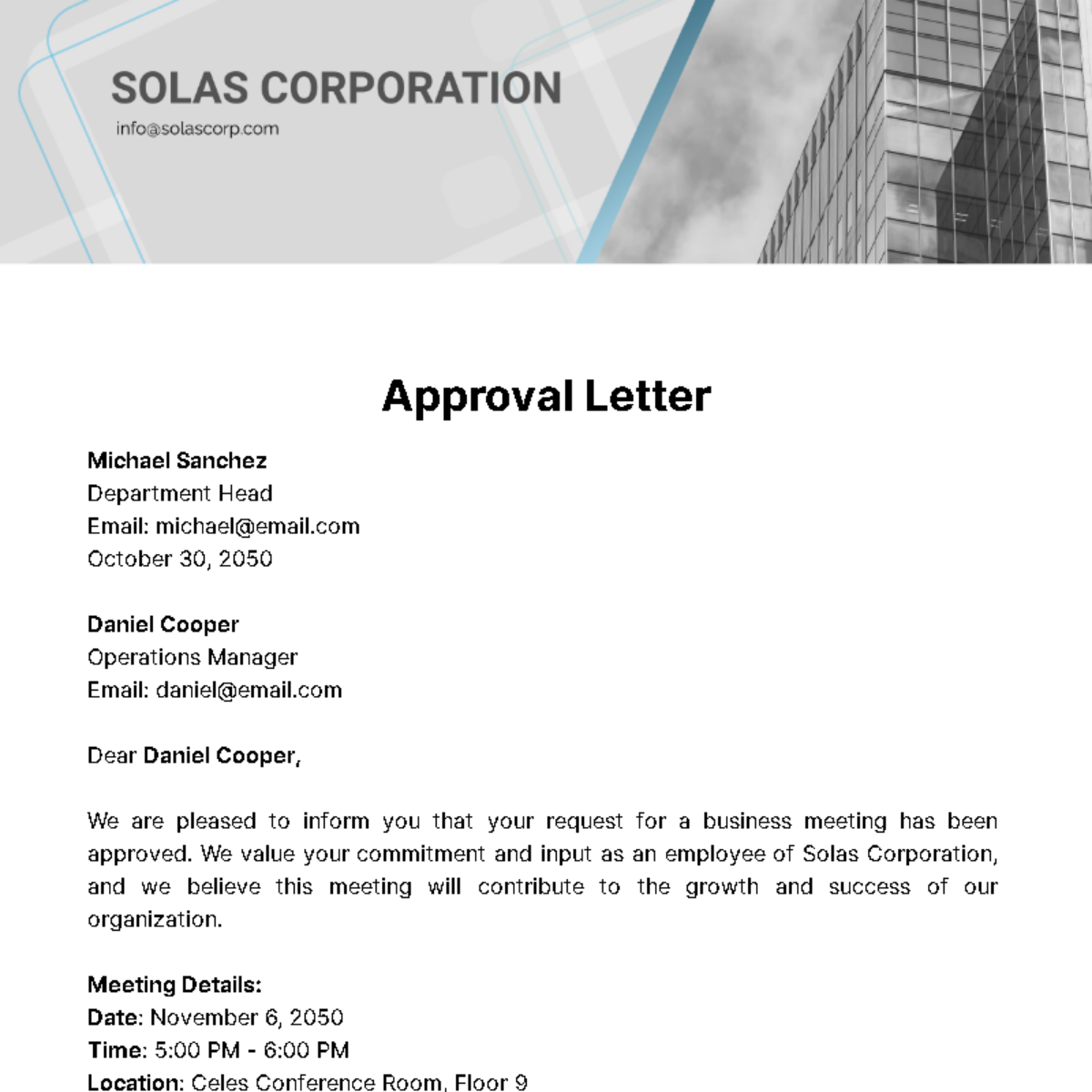 Approval Letter  Template