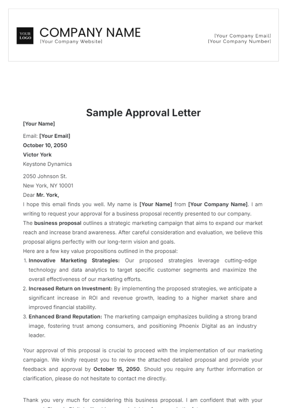 Sample Approval Letter Template