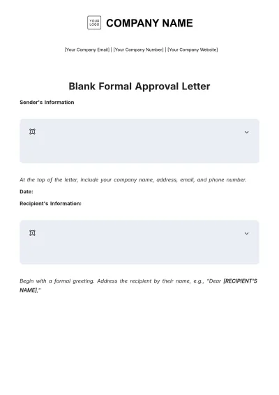 Free Blank Formal Approval Letter Template to Edit Online