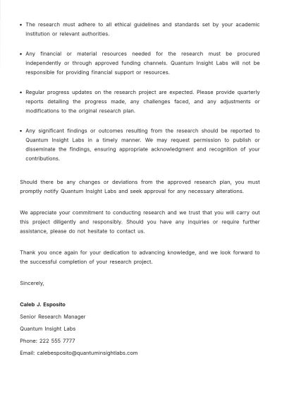 Free Approval Letter for Conducting Research  Template to Edit Online