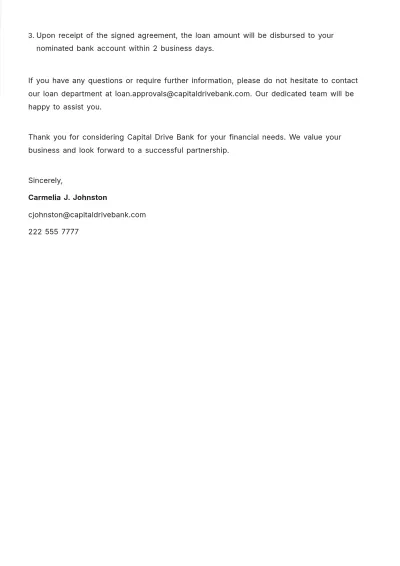 Free Approval Letter for Car Loan  Template to Edit Online
