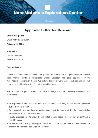 Free Approval Letter for Research  Template to Edit Online