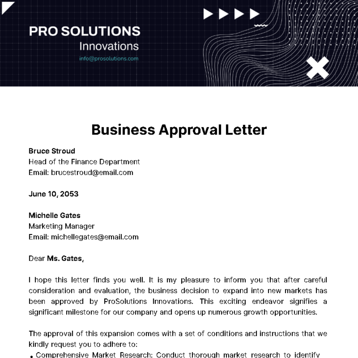Free Business Approval Letter  Template