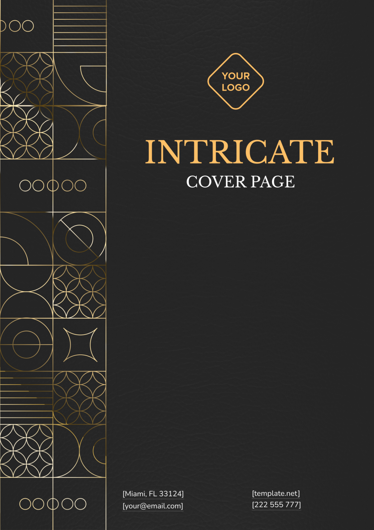 Intricate Cover Page Design Template - Edit Online & Download Example ...
