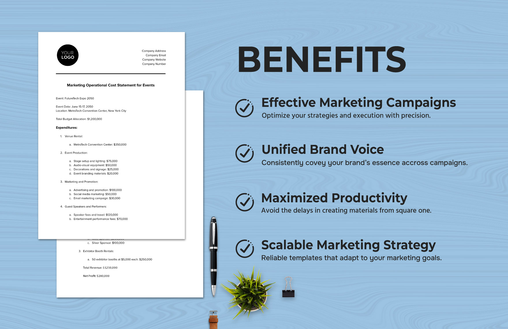 Marketing Operational Cost Statement for Events Template