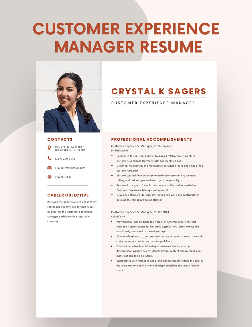 Customer Experience Manager Resume