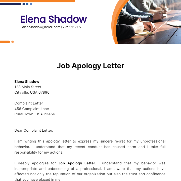 Job Apology Letter Template