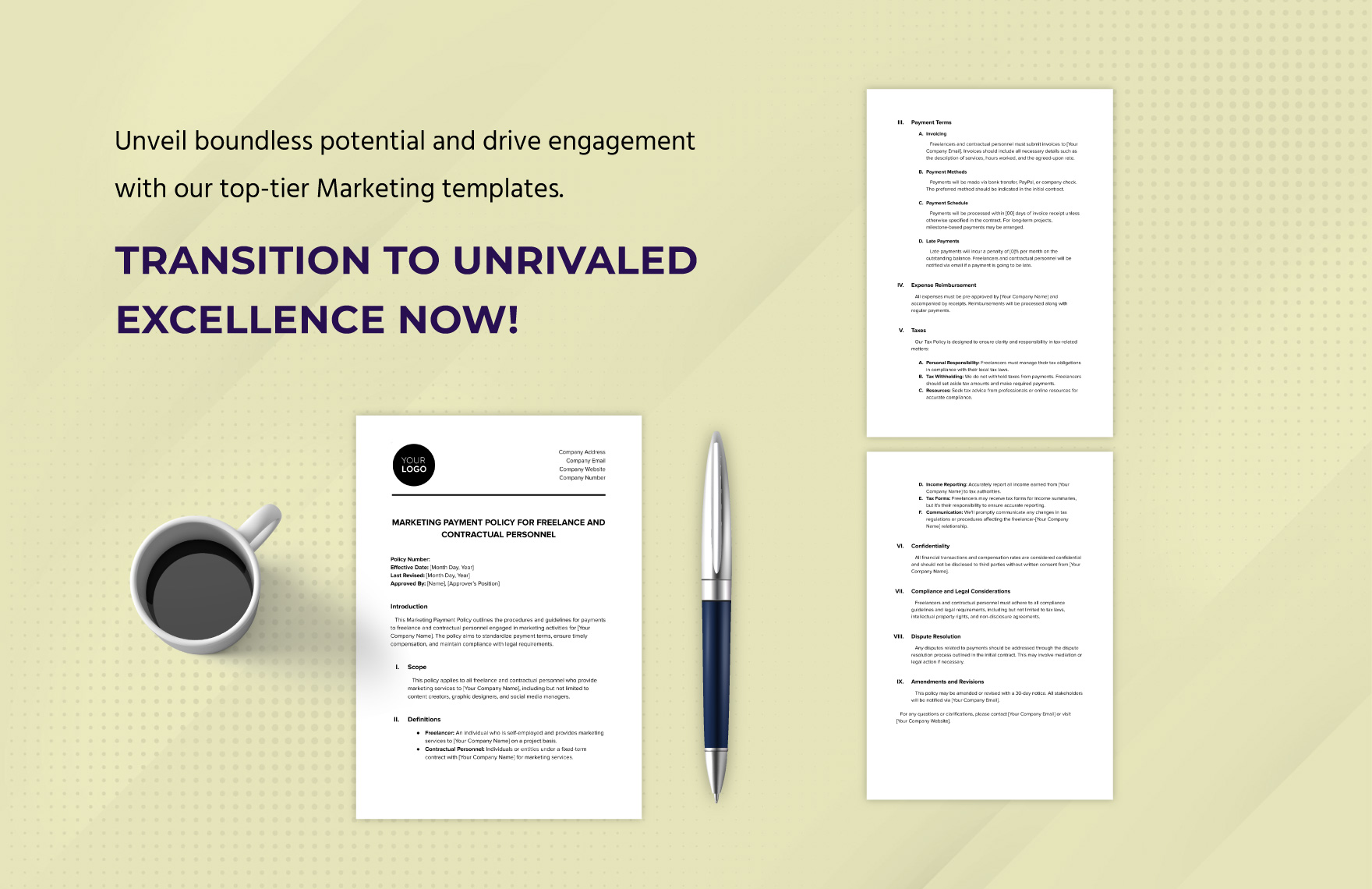 Marketing Payment Policy for Freelance and Contractual Personnel Template