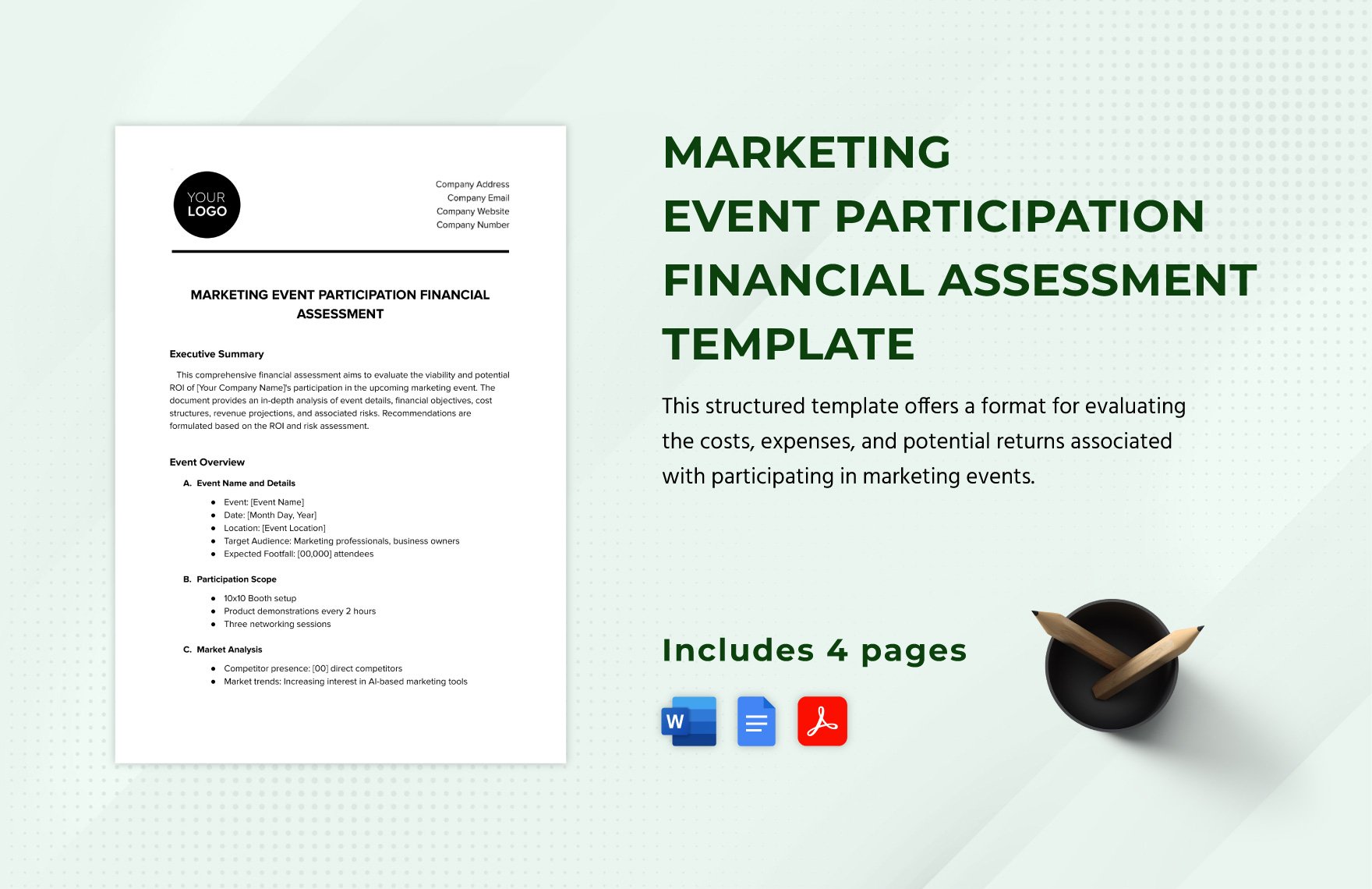 Marketing Event Participation Financial Assessment Template