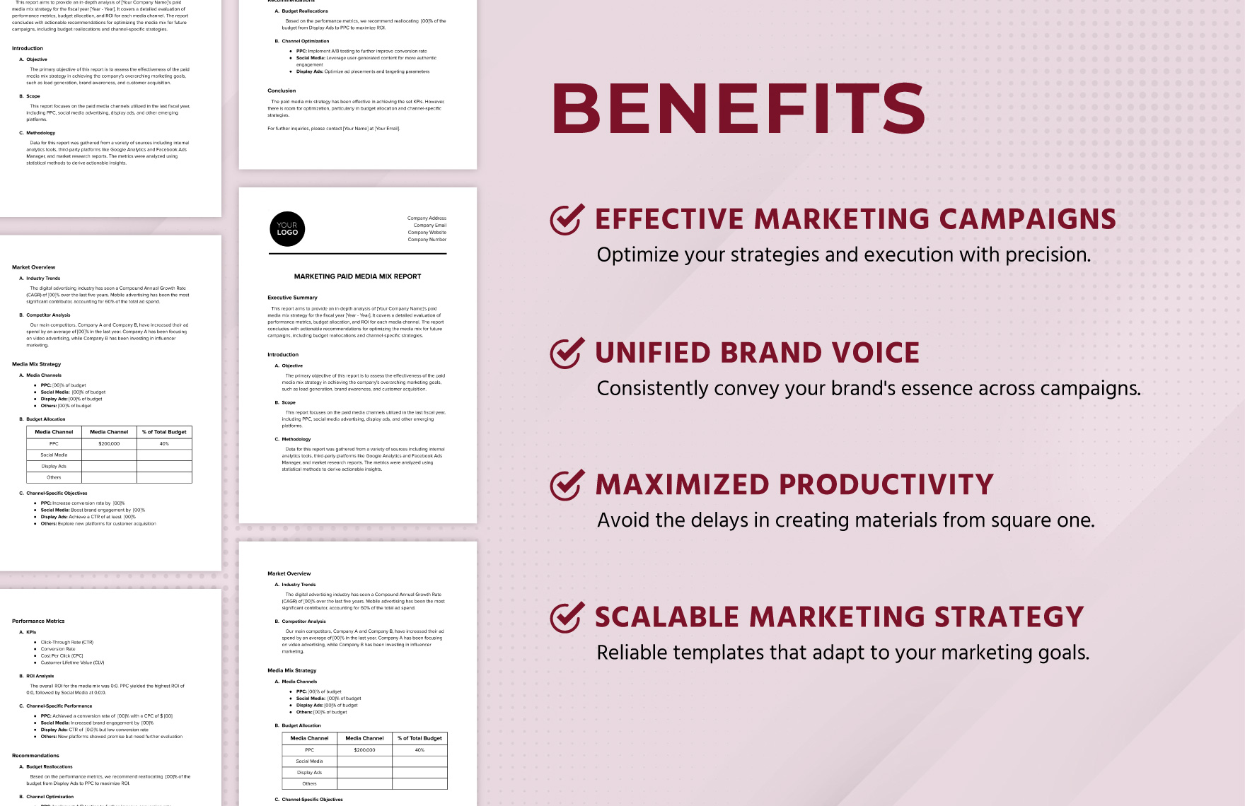Marketing Paid Media Mix Report Template