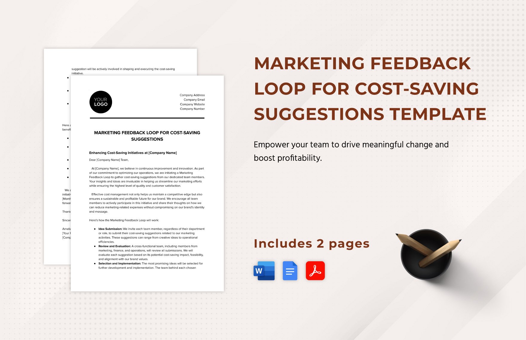 Marketing Feedback Loop for Cost-saving Suggestions Template