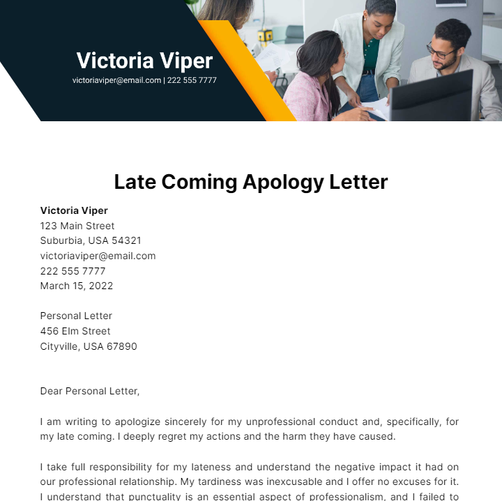 Late Coming Apology Letter Template