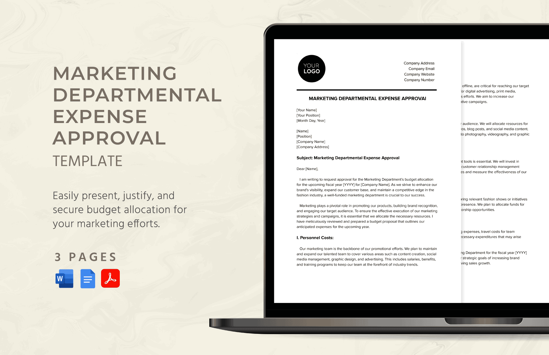 Marketing Departmental Expense Approval Template