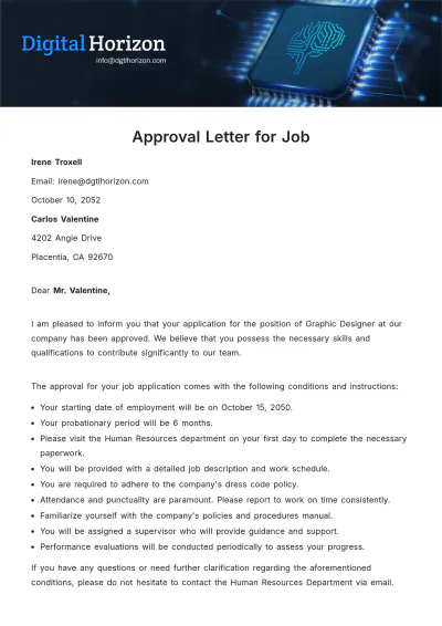 Free Approval Letter for Job  Template to Edit Online