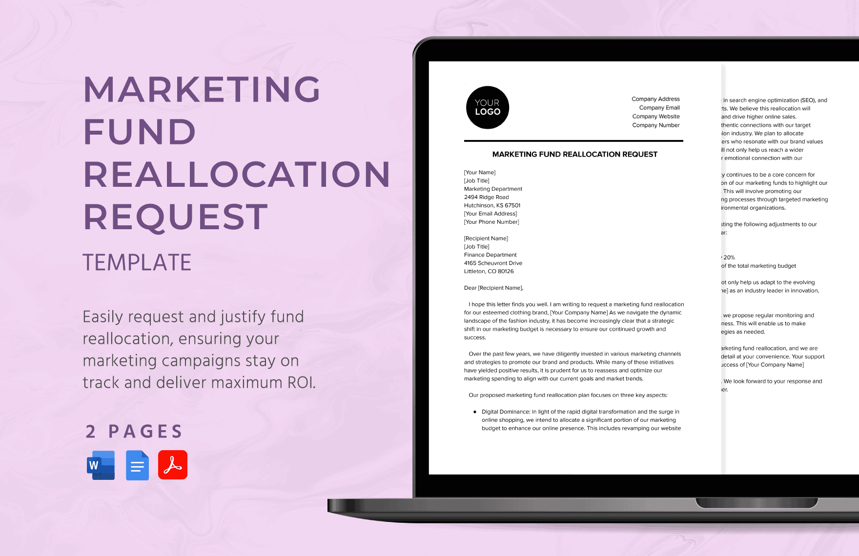 Marketing Fund Reallocation Request Template