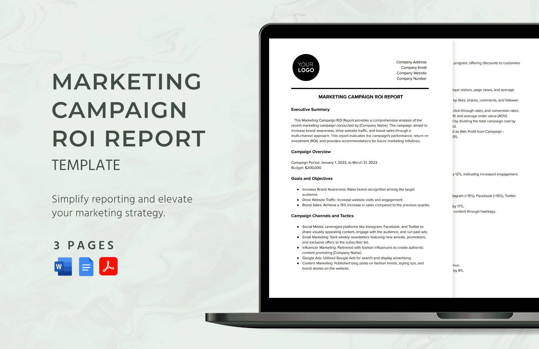 Marketing Campaign ROI Report Template