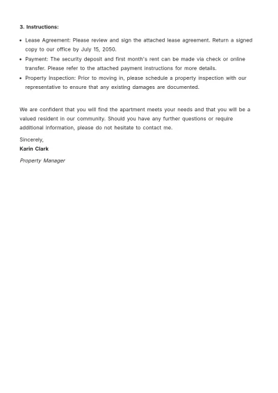 Free Approval Letter for Apartment  Template to Edit Online