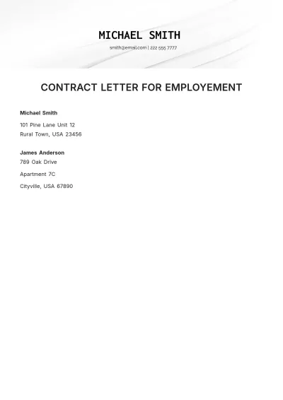 Free Contract Letter For Employment Template to Edit Online