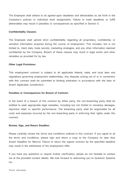 Free Contract Letter For Employment Template to Edit Online