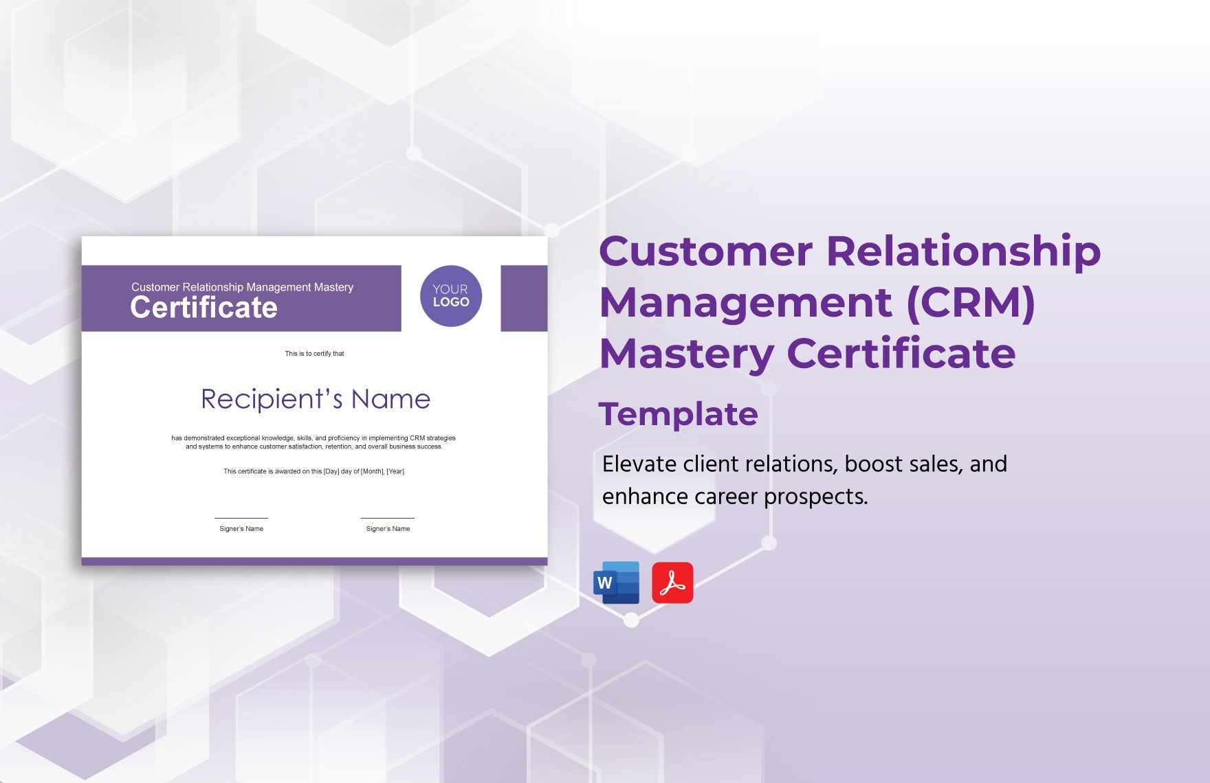 Customer Relationship Management (CRM) Mastery Certificate Template