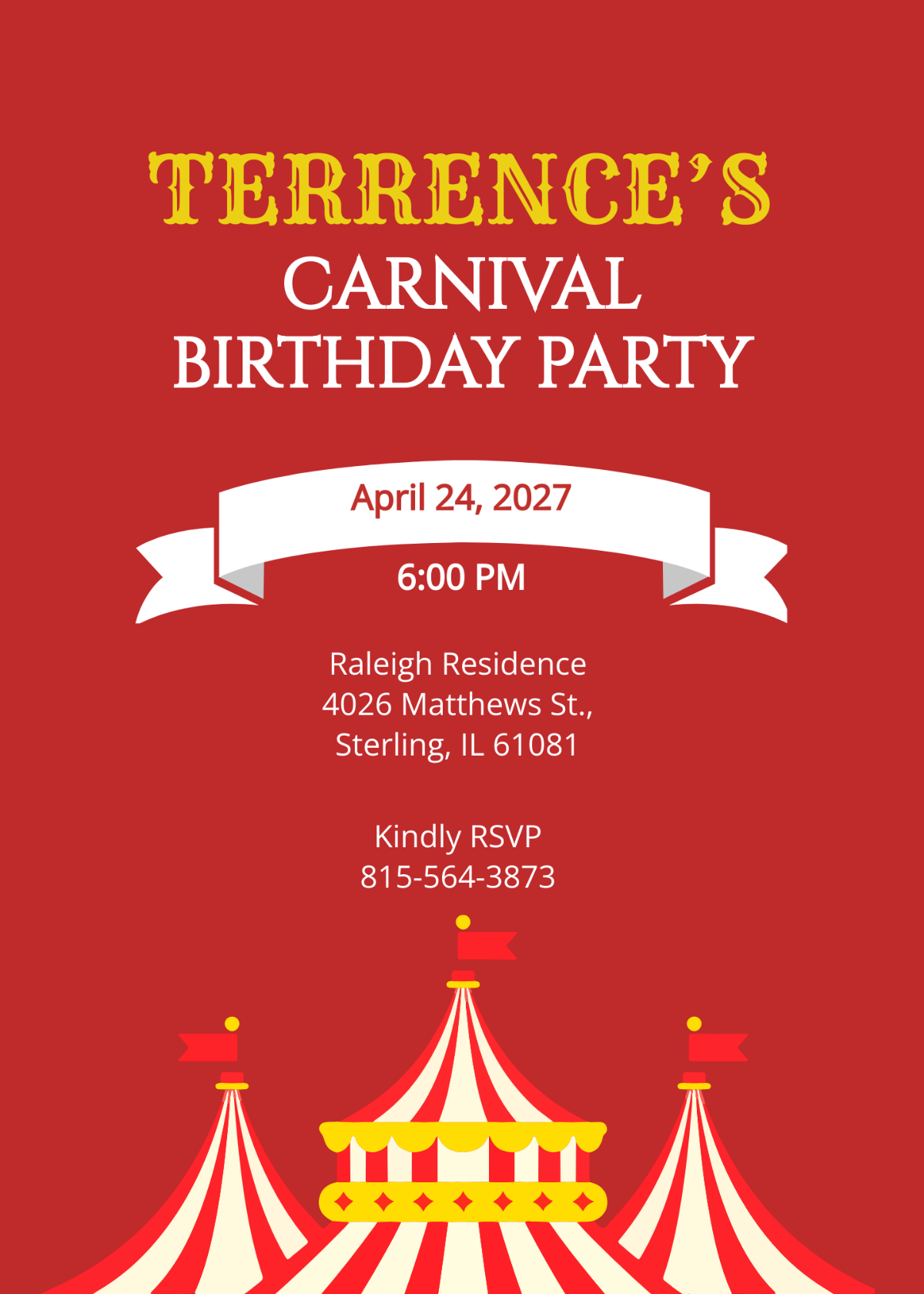Circus Carnival Birthday Invitation Template