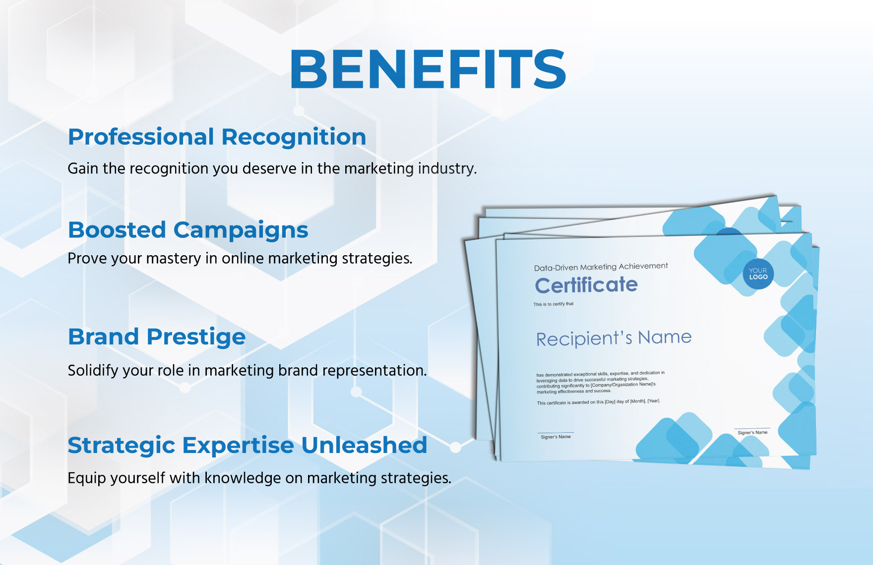 Data-Driven Marketing Achievement Certificate Template