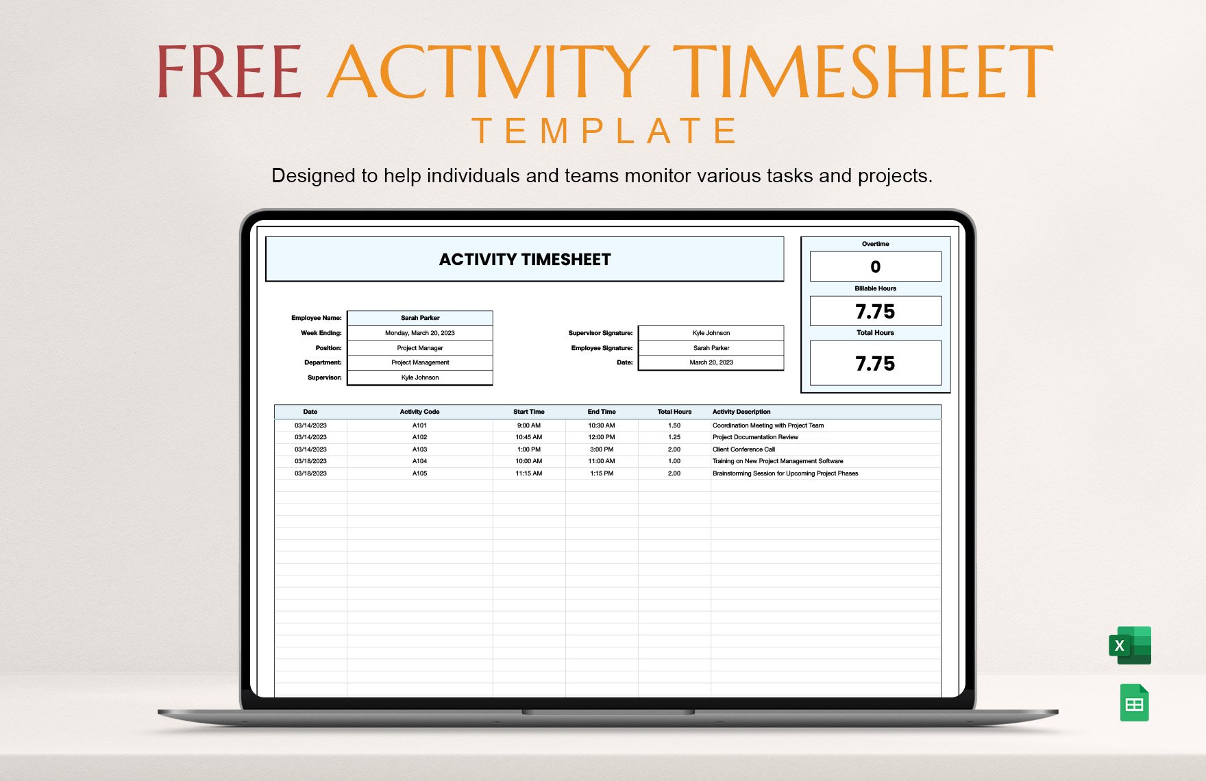 Activity Timesheet Template