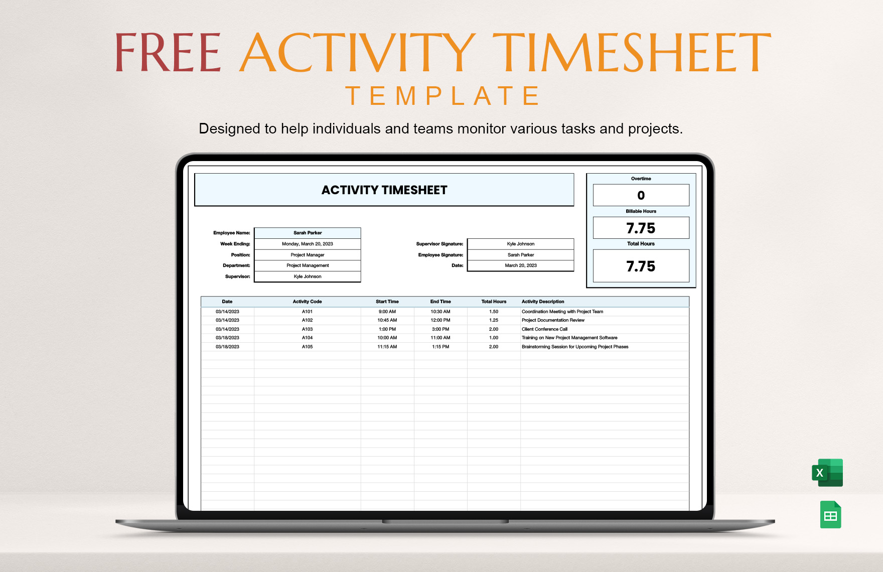 Activity Timesheet Template