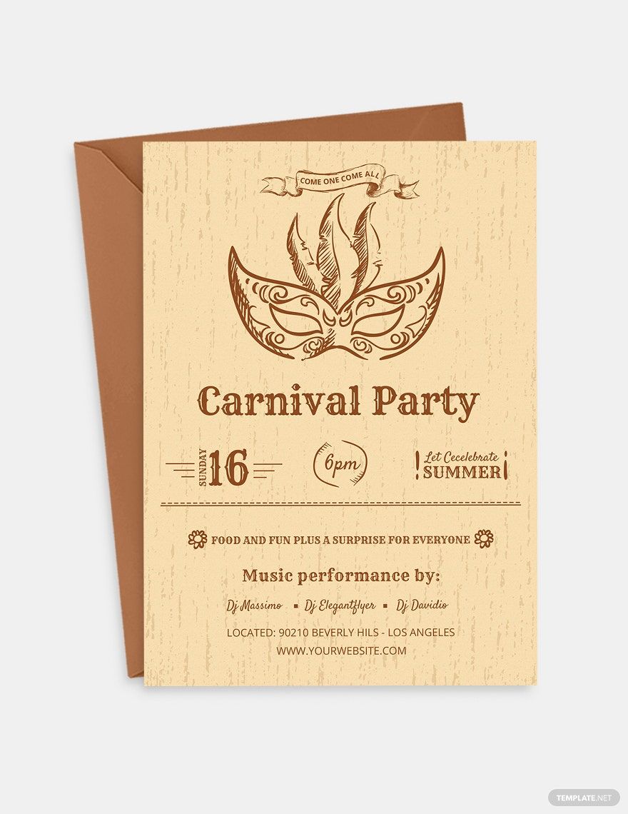 Free Vintage Carnival Party Invitation Template in PSD