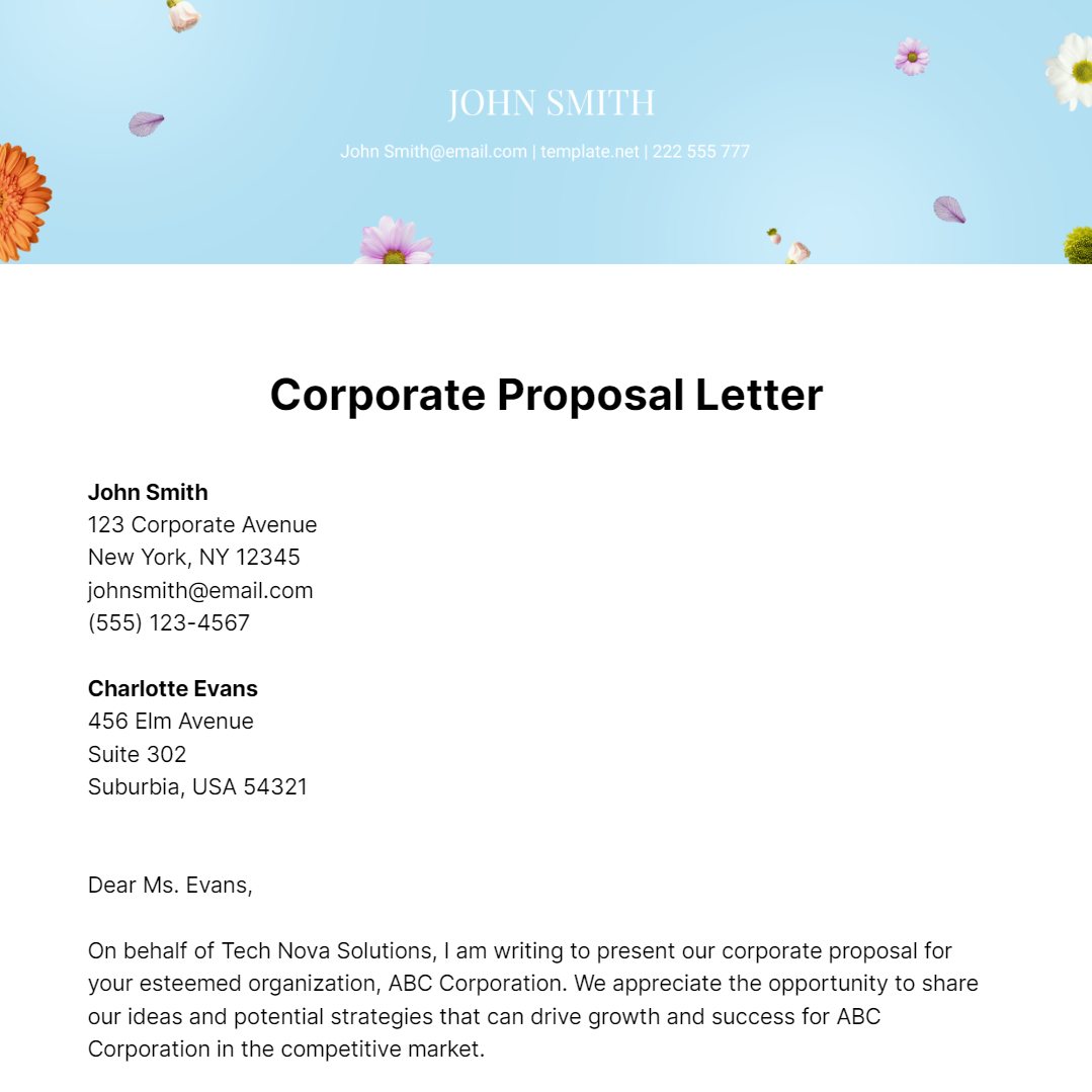 Corporate Proposal Letter Template