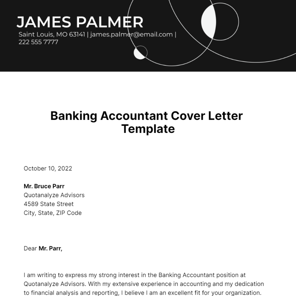 Banking Accountant Cover Letter Template