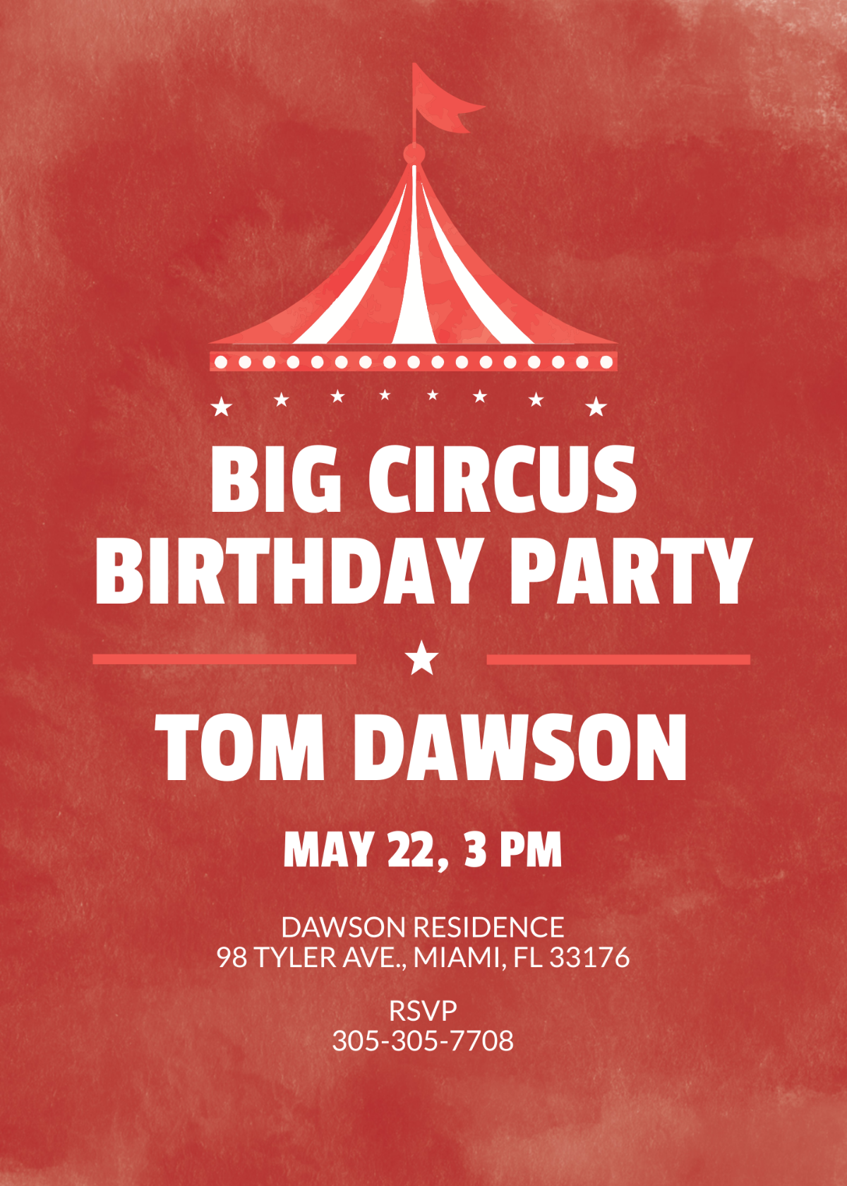 Watercolor Circus Birthday Invitation Template