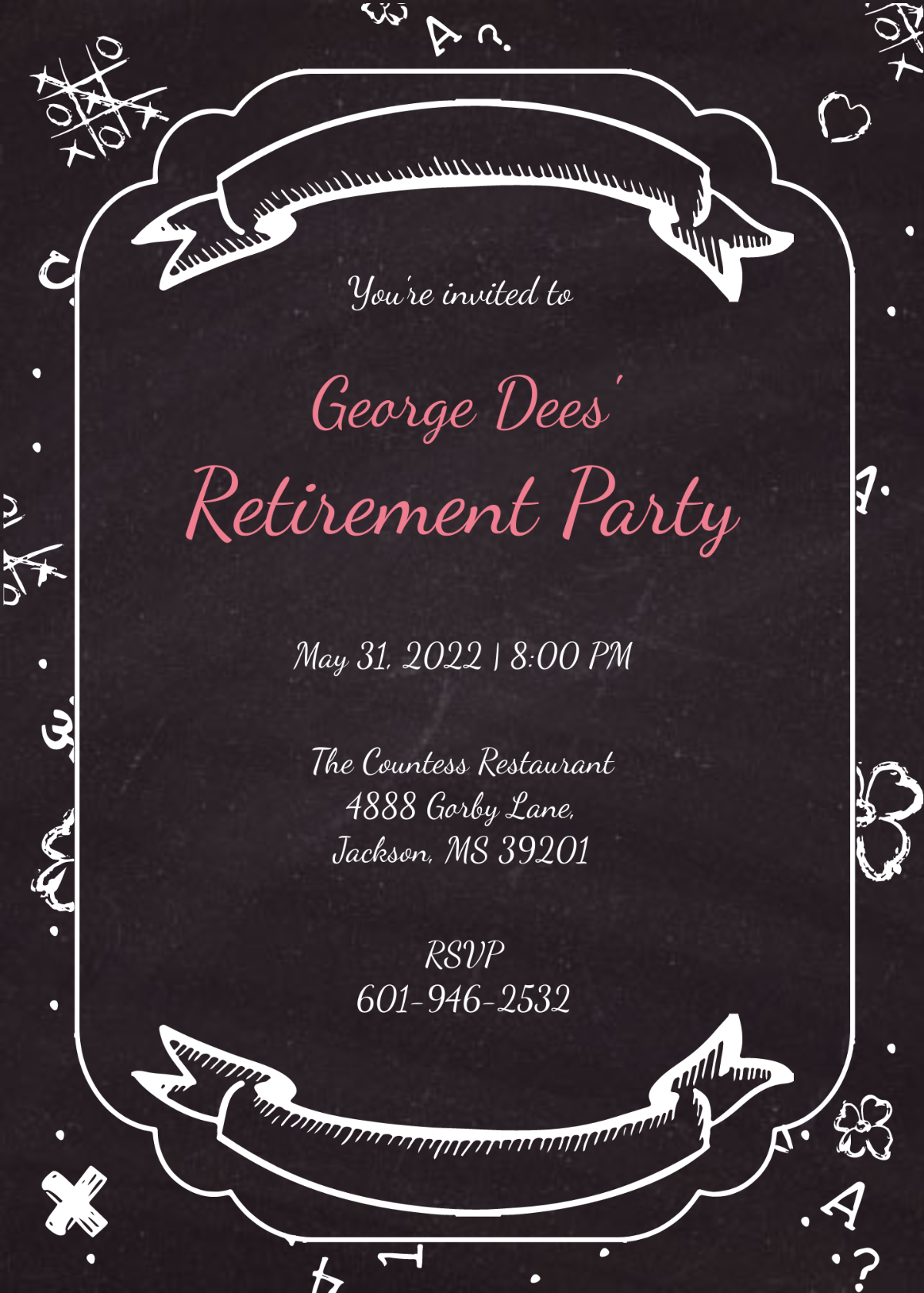 Free Chalkboard Retirement Party Invitation Template