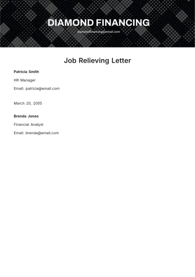Free Job Relieving Letter Template to Edit Online